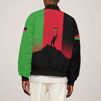Malawi Independence Day 6 July Sleeve Zip Bomber Jacket Malawian Flag Grunge Soldier