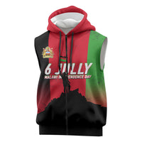 Malawi Independence Day 6 July Sleeveless Zip Hoodie Malawian Flag Grunge Soldier