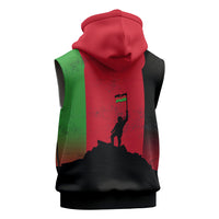 Malawi Independence Day 6 July Sleeveless Zip Hoodie Malawian Flag Grunge Soldier