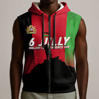 Malawi Independence Day 6 July Sleeveless Zip Hoodie Malawian Flag Grunge Soldier