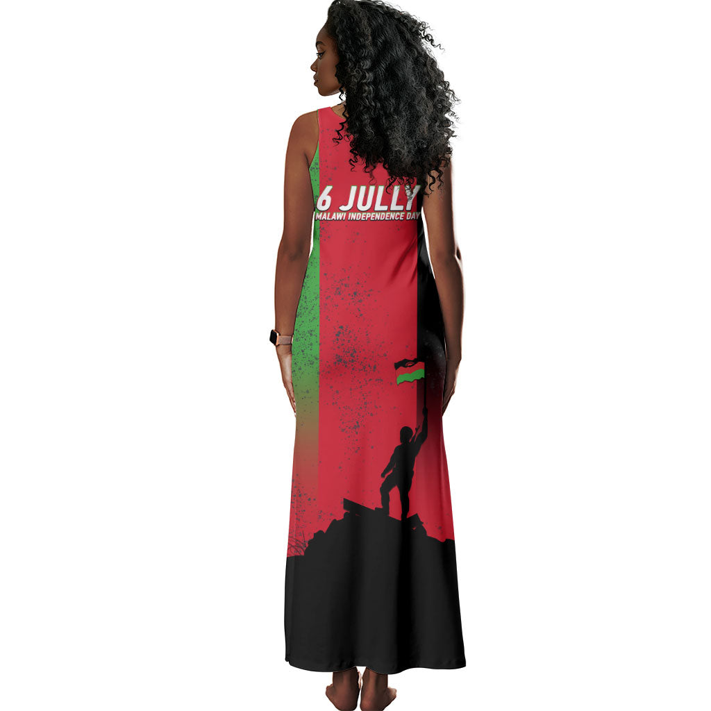 Malawi Independence Day 6 July Tank Maxi Dress Malawian Flag Grunge Soldier