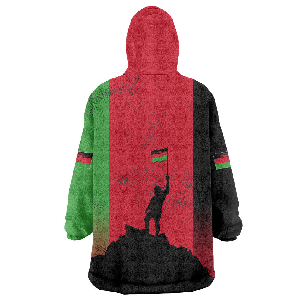 Malawi Independence Day 6 July Wearable Blanket Hoodie Malawian Flag Grunge Soldier
