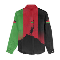 Malawi Independence Day 6 July Women Casual Shirt Malawian Flag Grunge Soldier