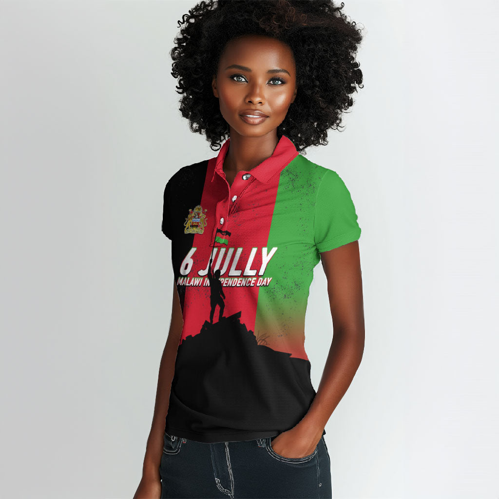 Malawi Independence Day 6 July Women Polo Shirt Malawian Flag Grunge Soldier