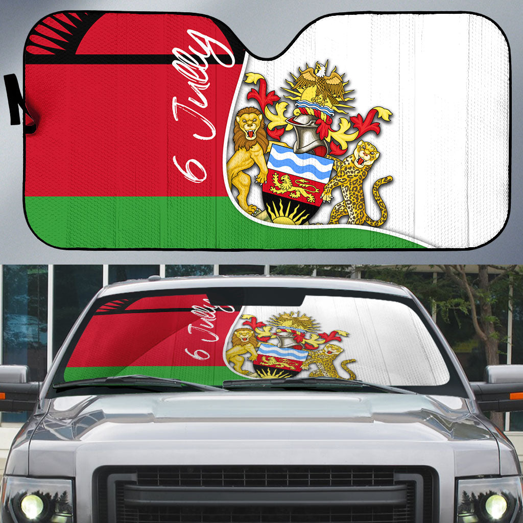 Malawi Independence Day 6 July Auto Sun Shade Malawian Coat Of Arms Flag Ribbon