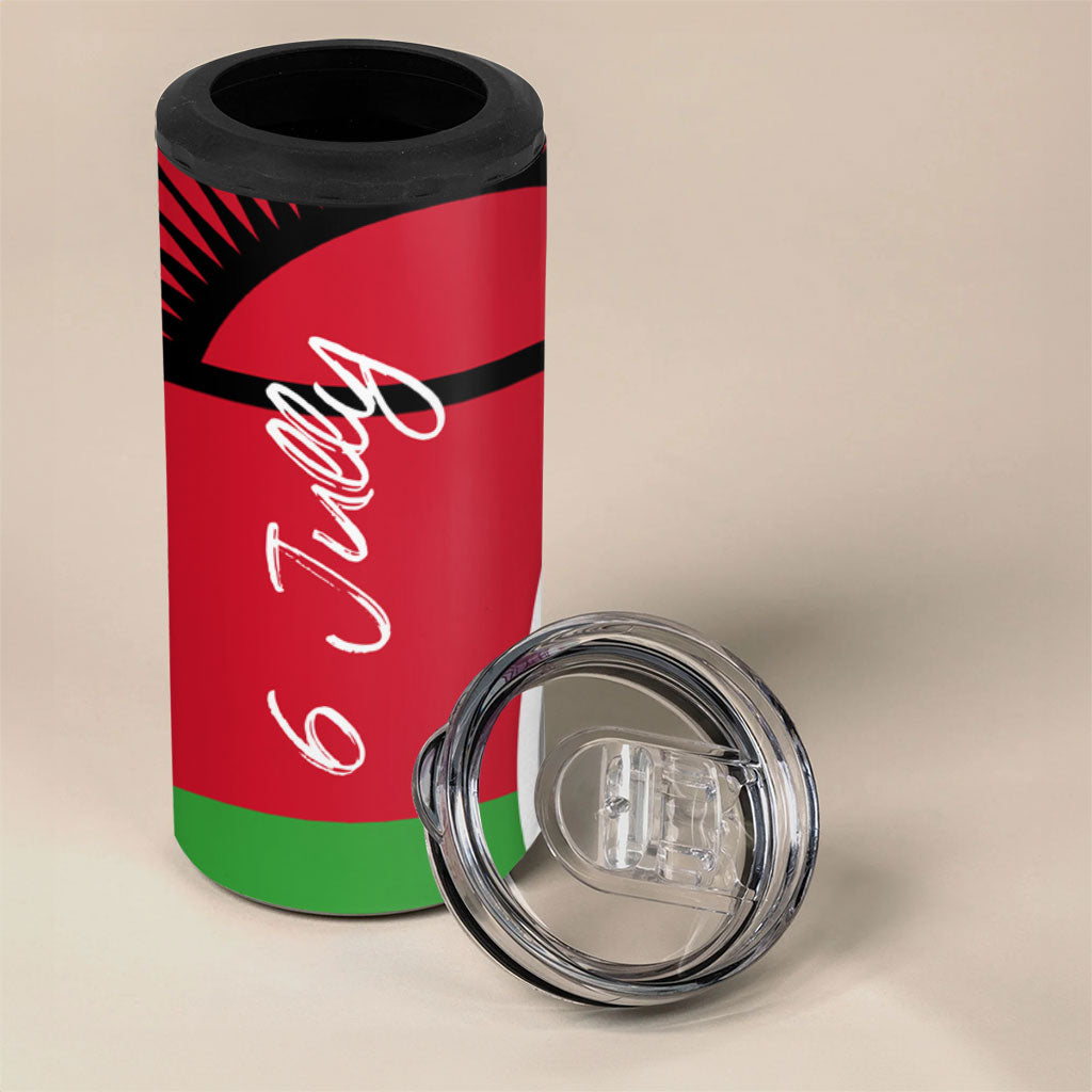 Malawi Independence Day 6 July 4 in 1 Can Cooler Tumbler Malawian Coat Of Arms Flag Ribbon