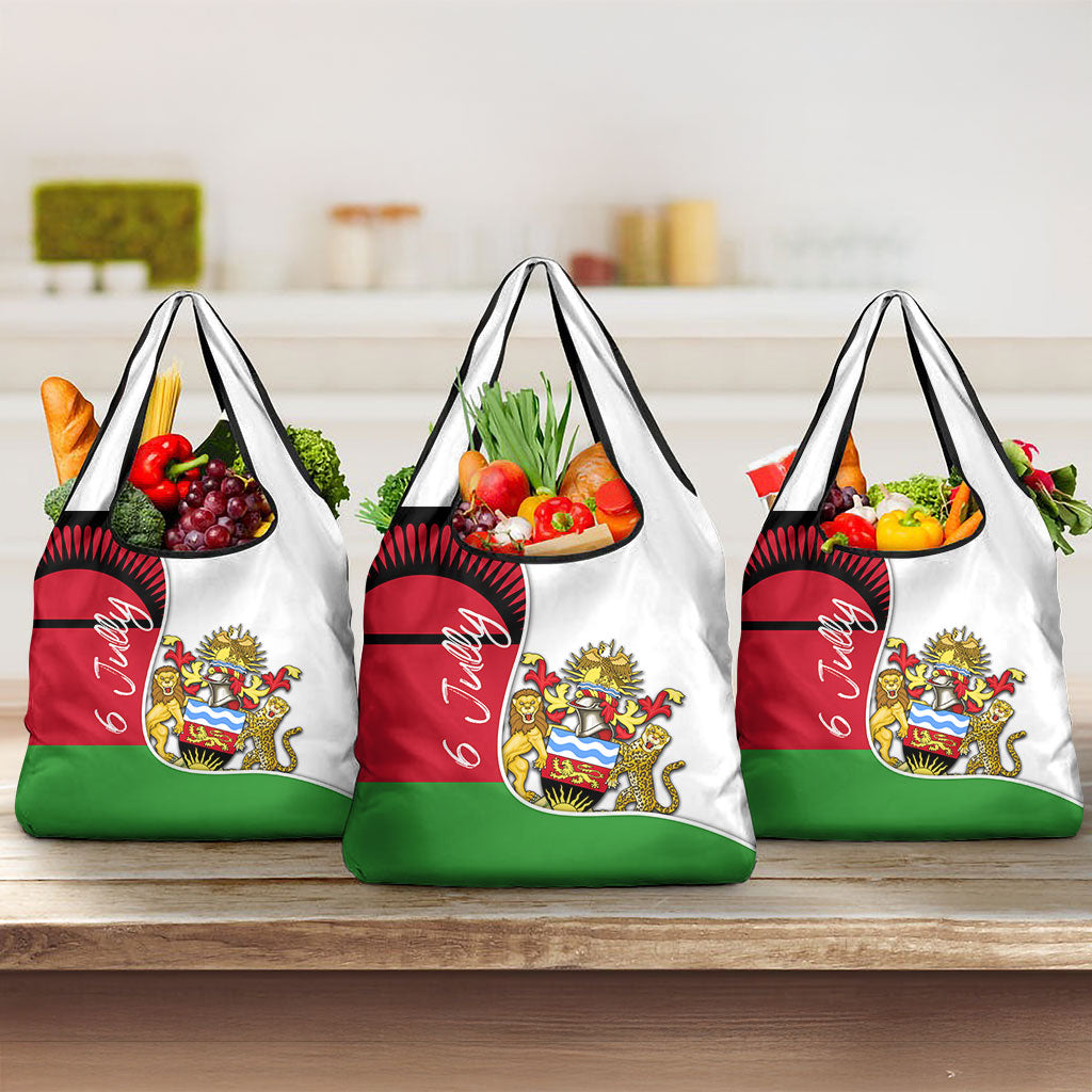 Malawi Independence Day 6 July Grocery Bag Malawian Coat Of Arms Flag Ribbon