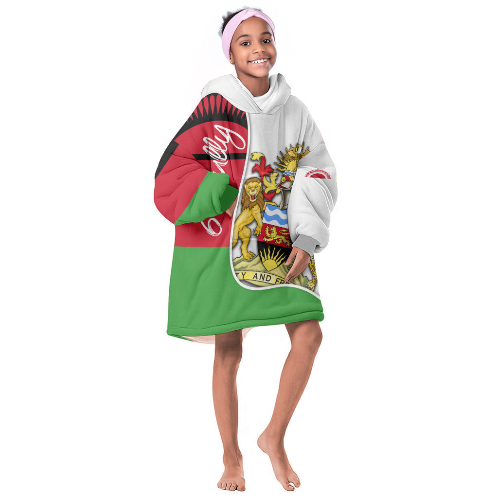Malawi Independence Day 6 July Kid Wearable Blanket Hoodie Malawian Coat Of Arms Flag Ribbon