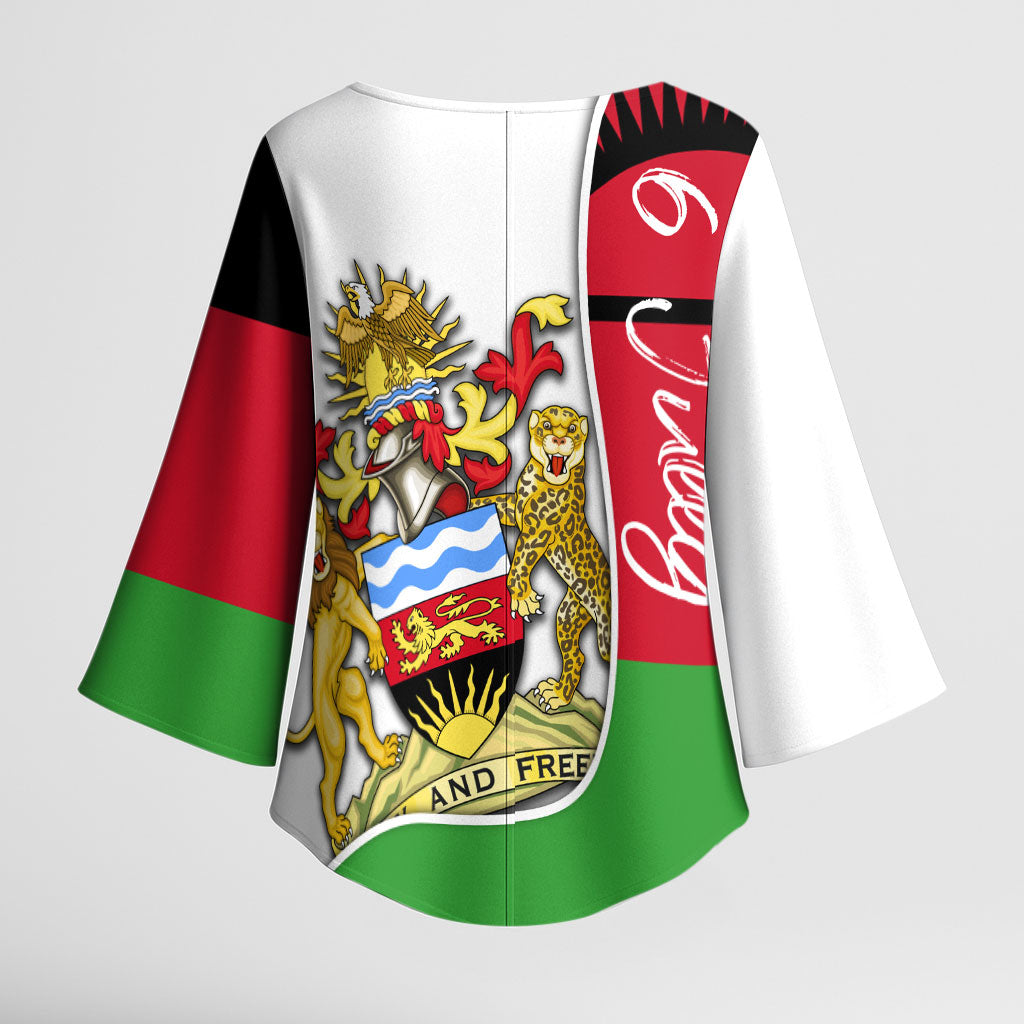Malawi Independence Day 6 July Kimono Sleeve Blouse Malawian Coat Of Arms Flag Ribbon