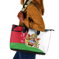 Malawi Independence Day 6 July Leather Tote Bag Malawian Coat Of Arms Flag Ribbon
