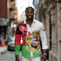 Malawi Independence Day 6 July Long Sleeve Button Shirt Malawian Coat Of Arms Flag Ribbon