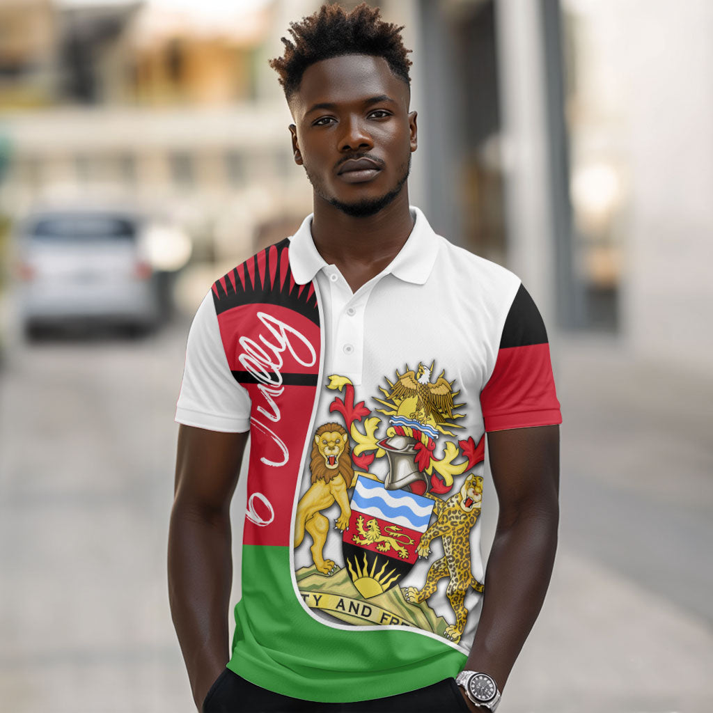 Malawi Independence Day 6 July Polo Shirt Malawian Coat Of Arms Flag Ribbon