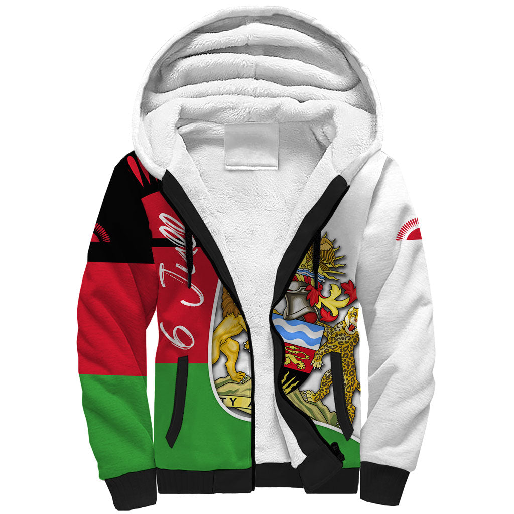 Malawi Independence Day 6 July Sherpa Hoodie Malawian Coat Of Arms Flag Ribbon