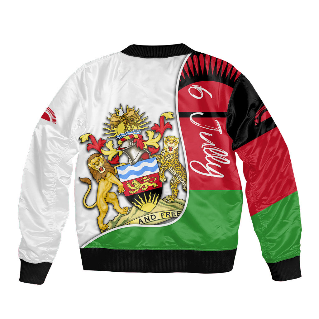 Malawi Independence Day 6 July Sleeve Zip Bomber Jacket Malawian Coat Of Arms Flag Ribbon
