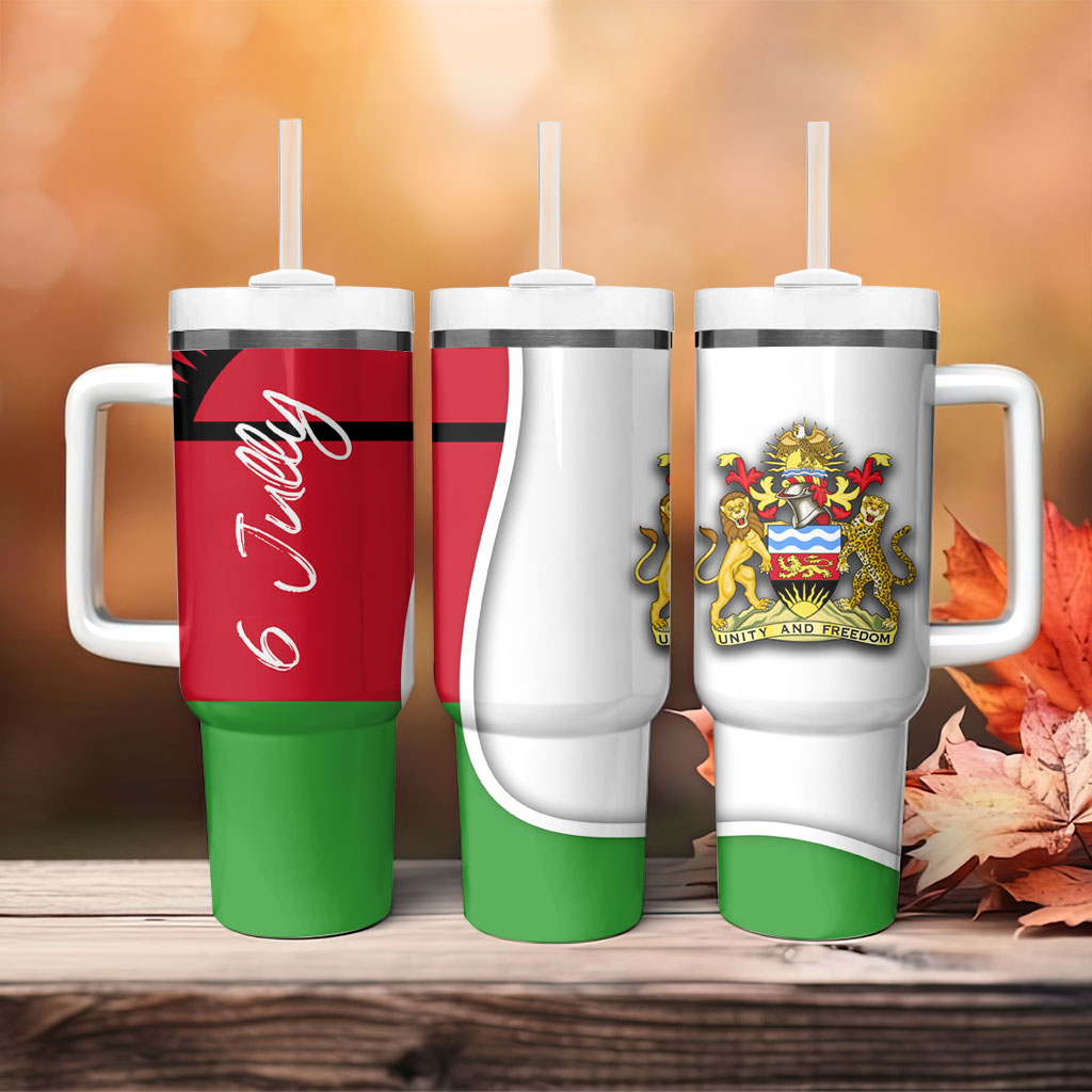 Malawi Independence Day 6 July Tumbler With Handle Malawian Coat Of Arms Flag Ribbon
