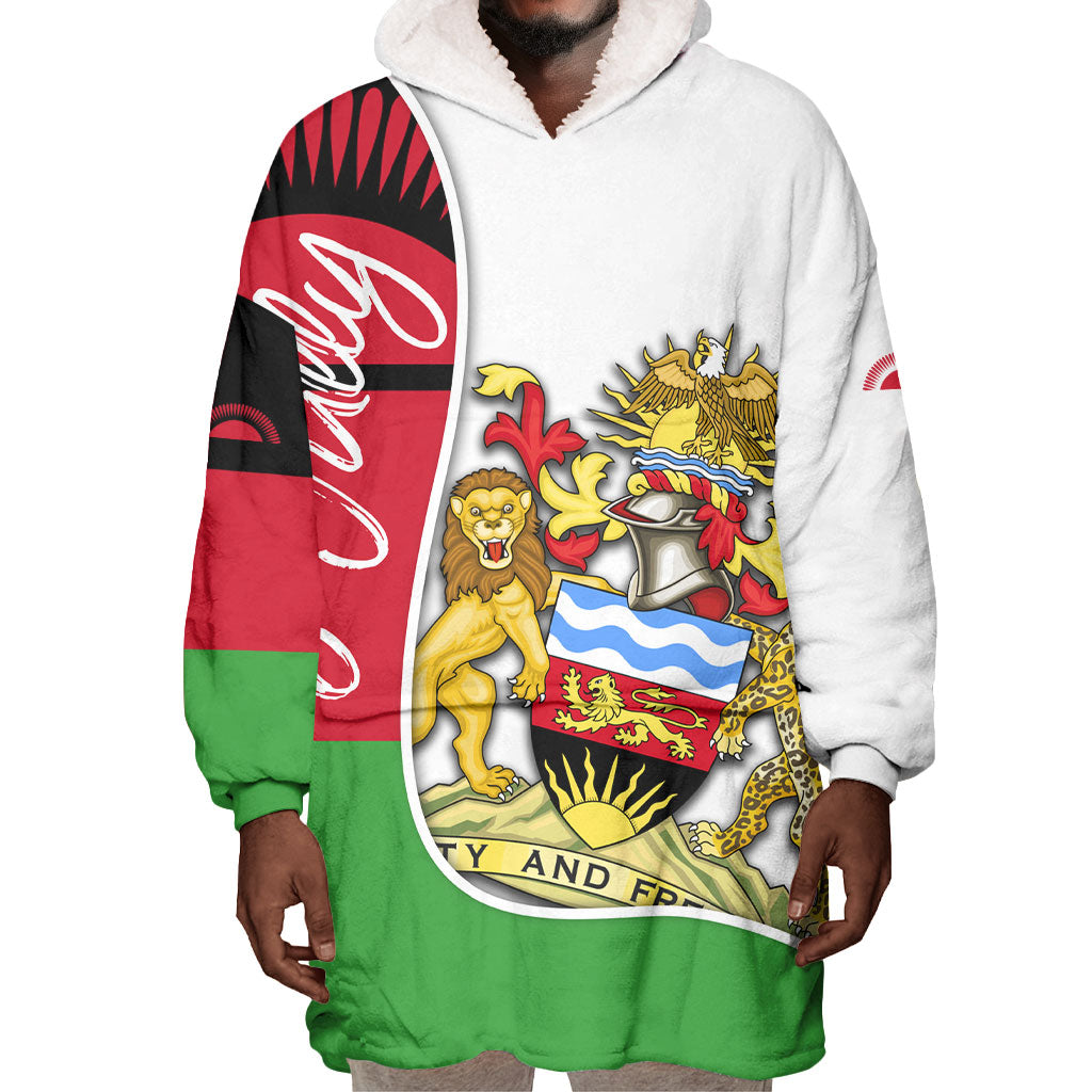 Malawi Independence Day 6 July Wearable Blanket Hoodie Malawian Coat Of Arms Flag Ribbon