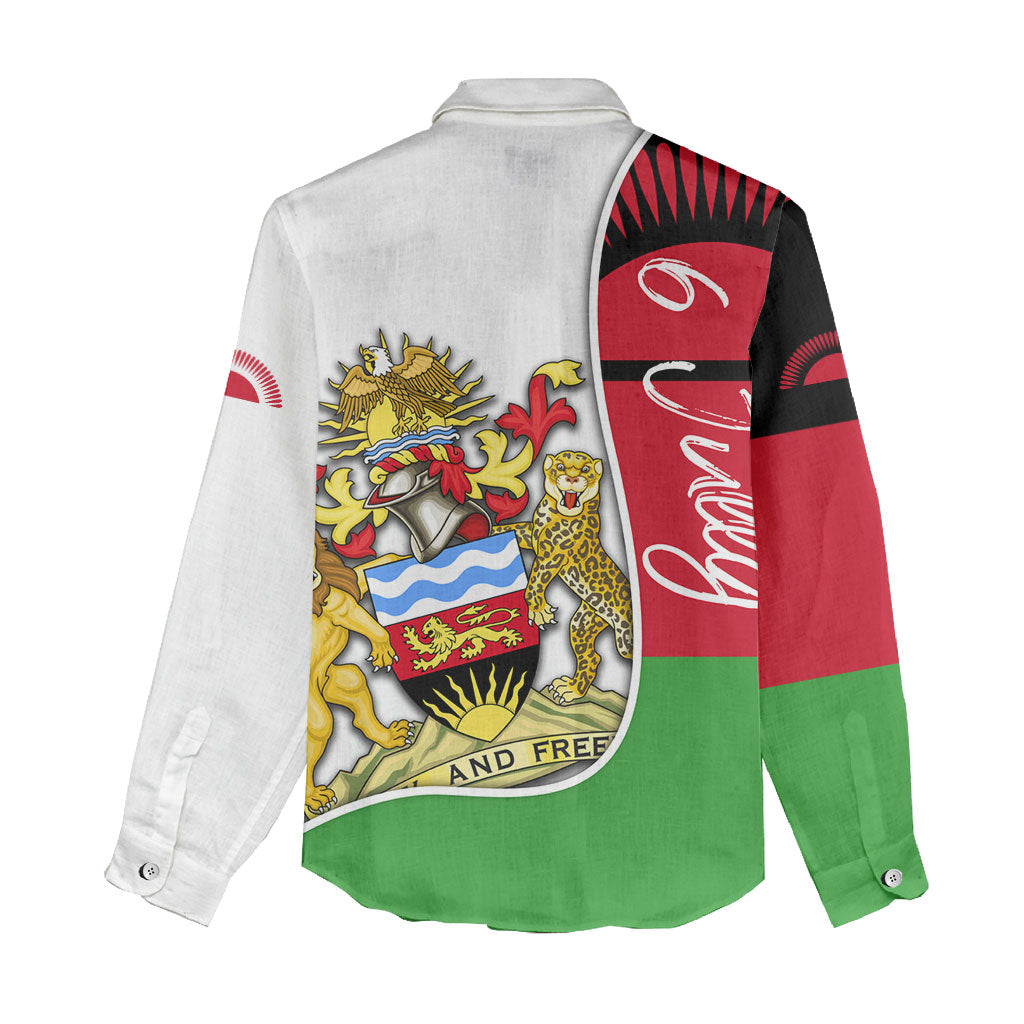 Malawi Independence Day 6 July Women Casual Shirt Malawian Coat Of Arms Flag Ribbon