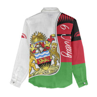Malawi Independence Day 6 July Women Casual Shirt Malawian Coat Of Arms Flag Ribbon