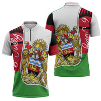 Malawi Independence Day 6 July Zipper Polo Shirt Malawian Coat Of Arms Flag Ribbon