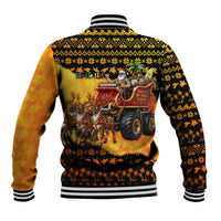 Tropical Christmas In July Santa Claus Baseball Jacket Festive Hawaiian With Beach Reindeer Sleigh