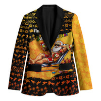 Tropical Christmas In July Santa Claus Blazer Festive Hawaiian With Beach Reindeer Sleigh
