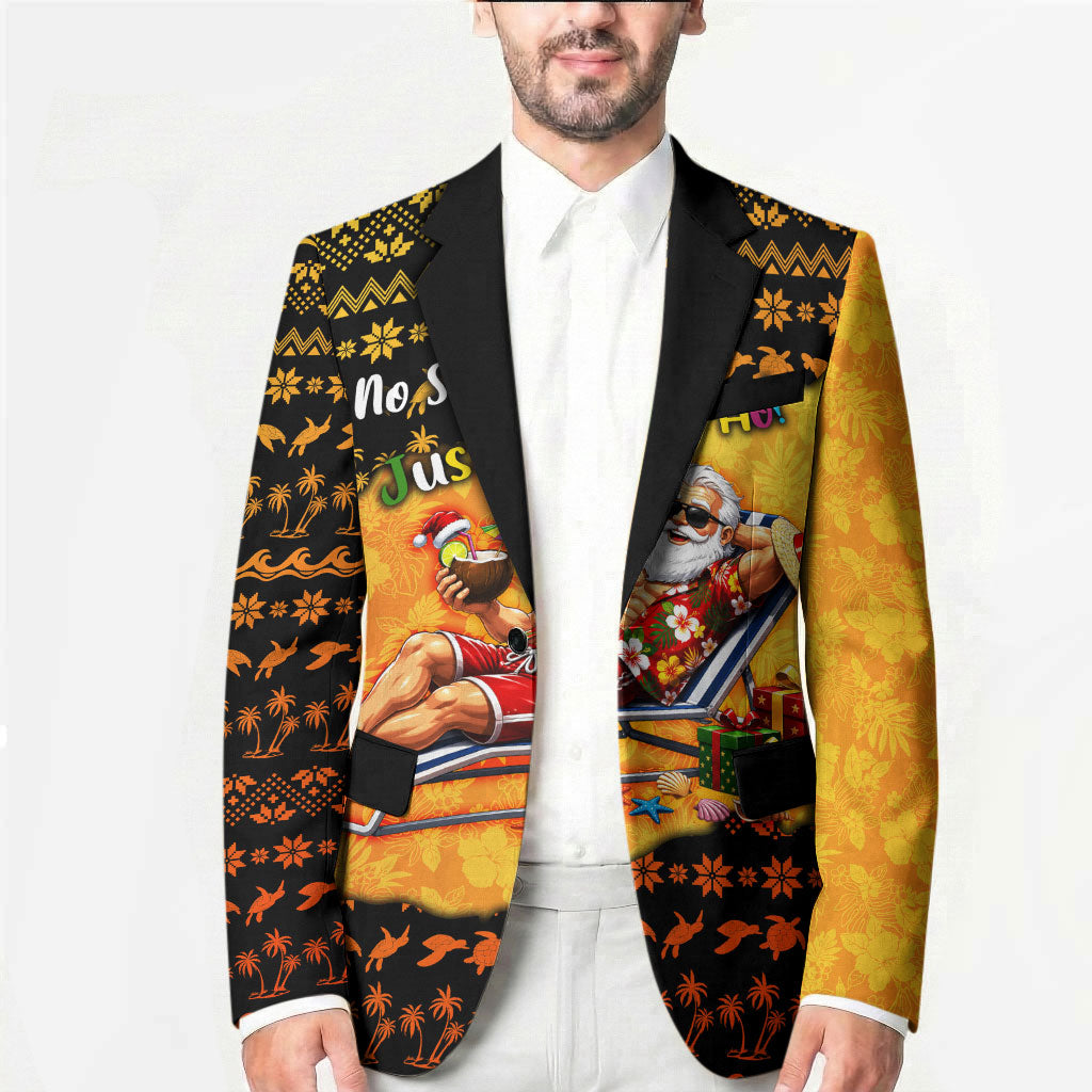 Tropical Christmas In July Santa Claus Blazer Festive Hawaiian With Beach Reindeer Sleigh
