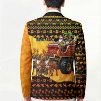 Tropical Christmas In July Santa Claus Blazer Festive Hawaiian With Beach Reindeer Sleigh