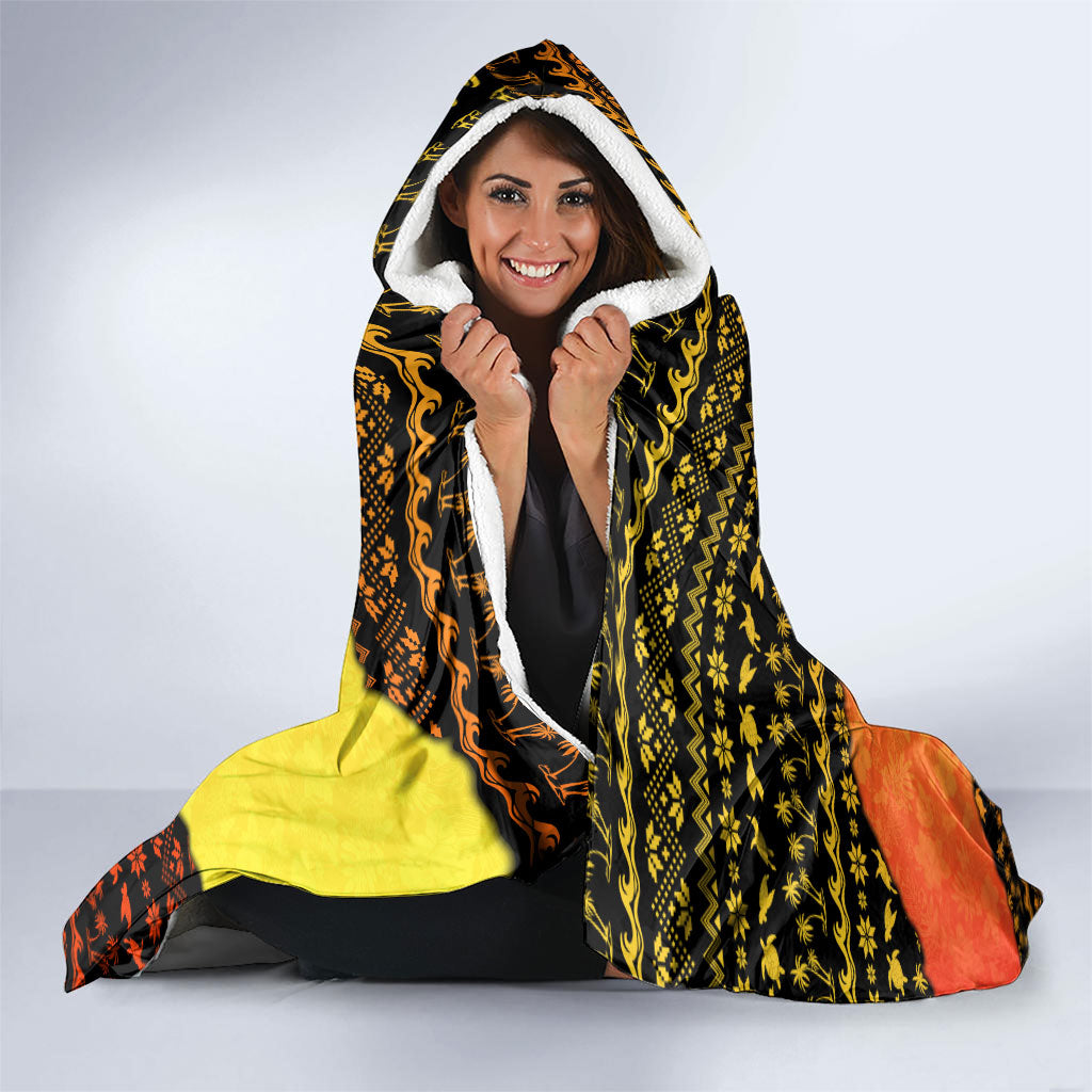 Tropical Christmas In July Santa Claus Hooded Blanket Festive Hawaiian With Beach Reindeer Sleigh