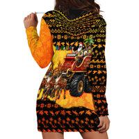 Tropical Christmas In July Santa Claus Hoodie Dress Festive Hawaiian With Beach Reindeer Sleigh