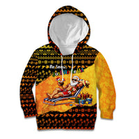Tropical Christmas In July Santa Claus Kid Hoodie Festive Hawaiian With Beach Reindeer Sleigh