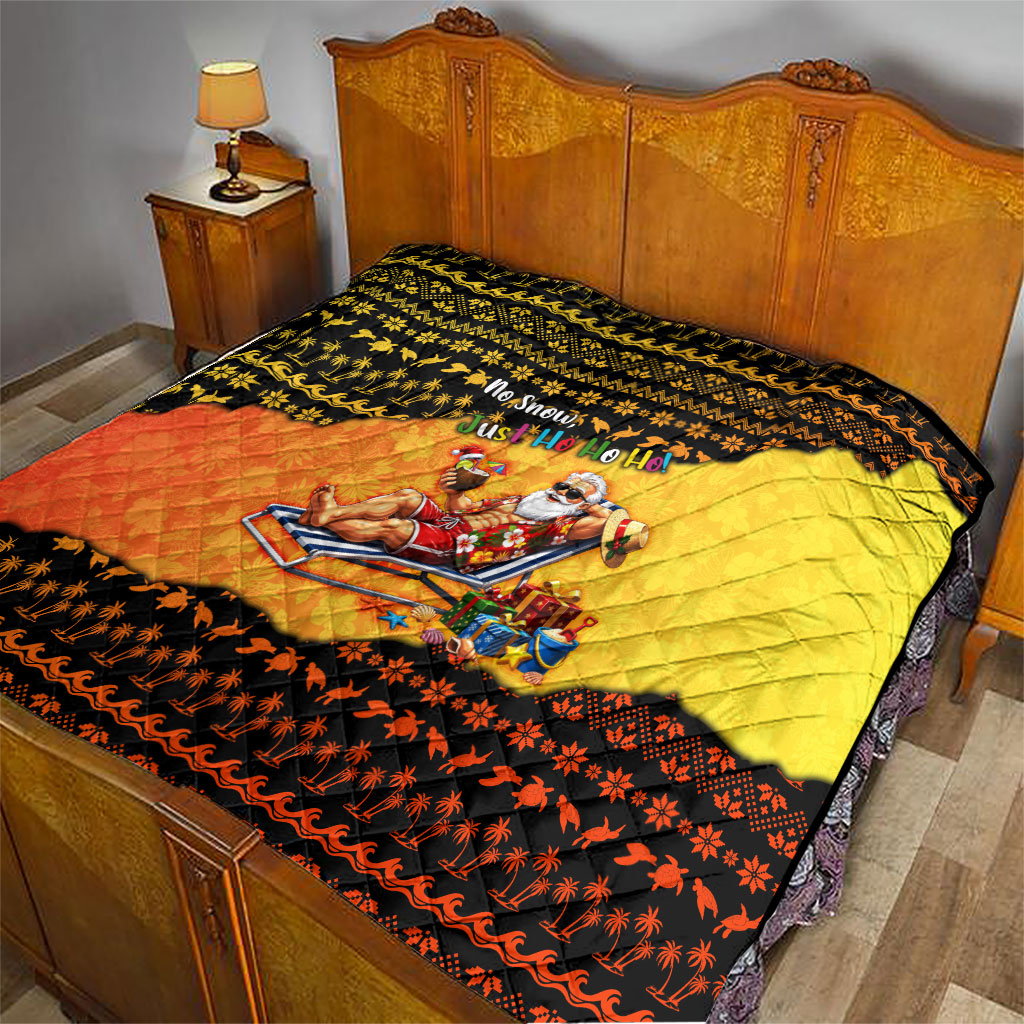 Tropical Christmas In July Santa Claus Quilt Festive Hawaiian With Beach Reindeer Sleigh