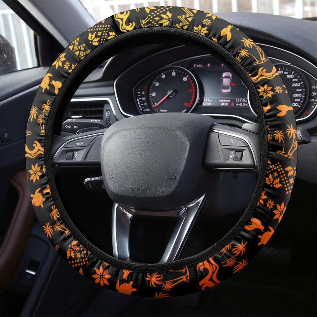 Tropical Christmas In July Santa Claus Steering Wheel Cover Festive Hawaiian With Beach Reindeer Sleigh