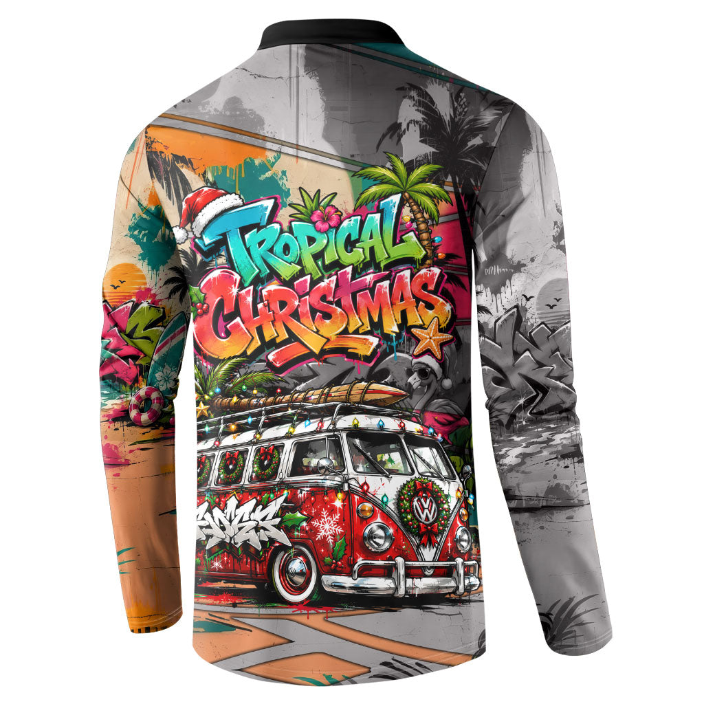 Tropical Christmas In July Candy Cane Surf Button Sweatshirt Vibrant Street Art Beach Graffiti Graphic