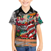 Tropical Christmas In July Candy Cane Surf Hawaiian Shirt Vibrant Street Art Beach Graffiti Graphic