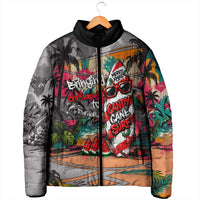 Tropical Christmas In July Candy Cane Surf Padded Jacket Vibrant Street Art Beach Graffiti Graphic