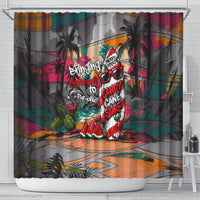Tropical Christmas In July Candy Cane Surf Shower Curtain Vibrant Street Art Beach Graffiti Graphic