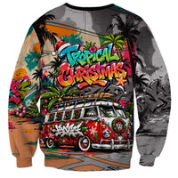 Tropical Christmas In July Candy Cane Surf Sweatshirt Vibrant Street Art Beach Graffiti Graphic