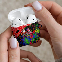 Christmas In July Flamingo AirPods Case Magic Santa Claus Festive Tropical Hawaiian Beach Birds