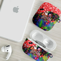 Christmas In July Flamingo AirPods Case Magic Santa Claus Festive Tropical Hawaiian Beach Birds