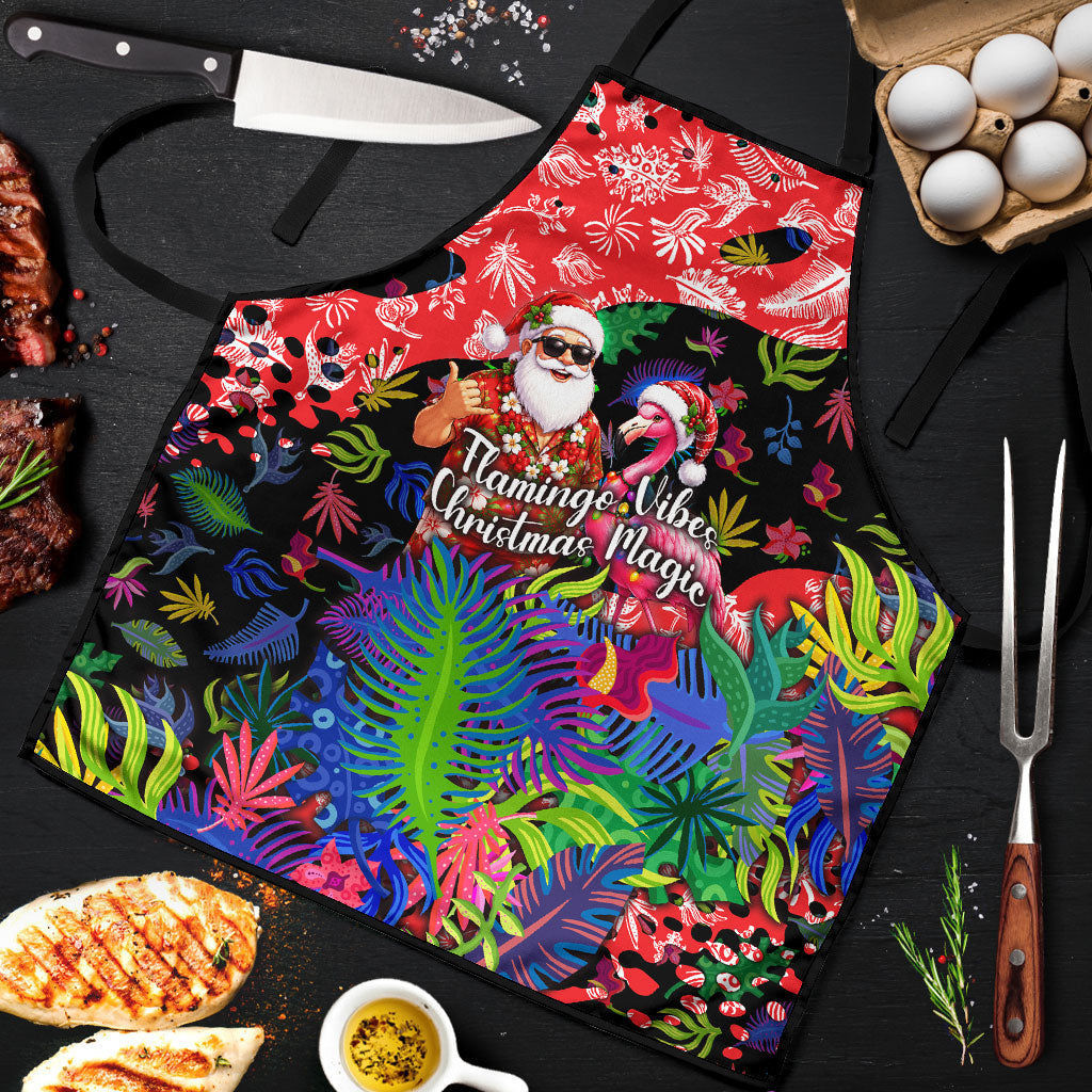 Christmas In July Flamingo Apron Magic Santa Claus Festive Tropical Hawaiian Beach Birds