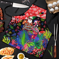 Christmas In July Flamingo Apron Magic Santa Claus Festive Tropical Hawaiian Beach Birds