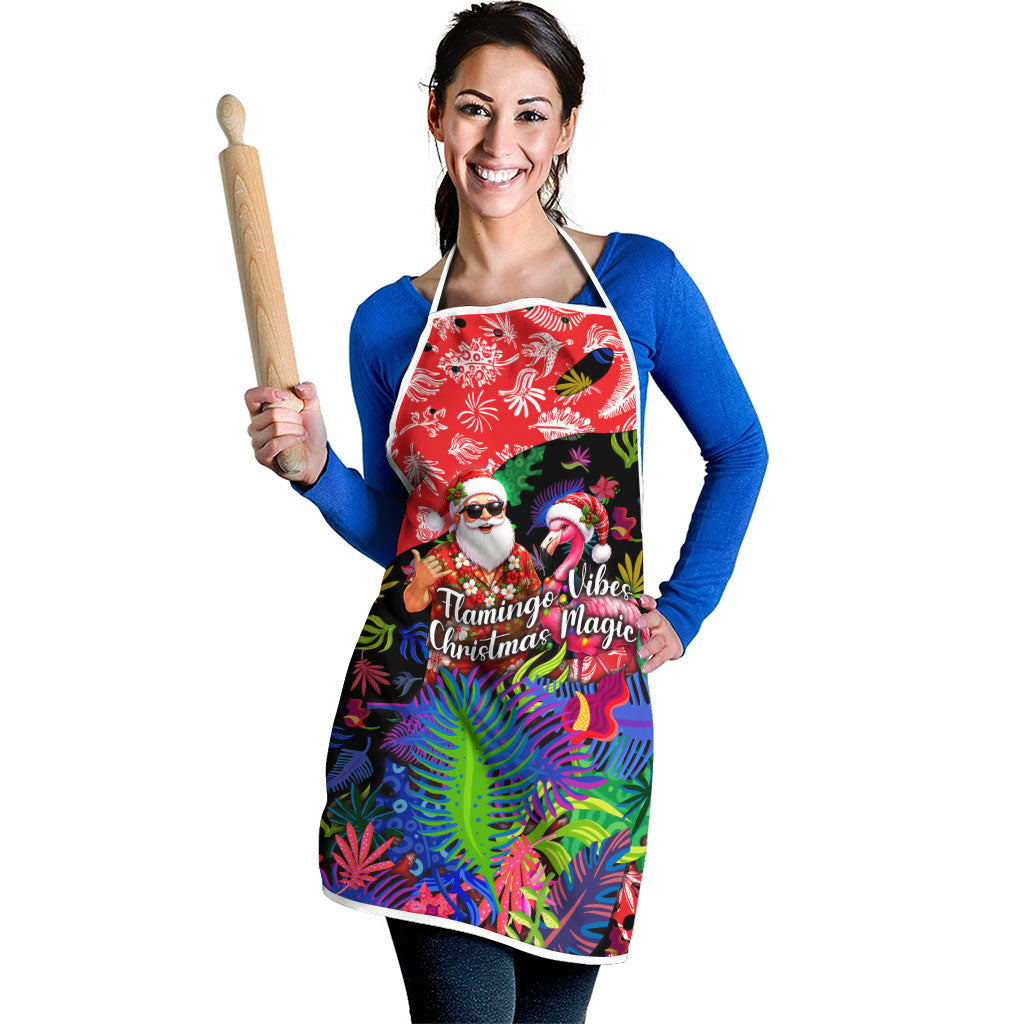Christmas In July Flamingo Apron Magic Santa Claus Festive Tropical Hawaiian Beach Birds