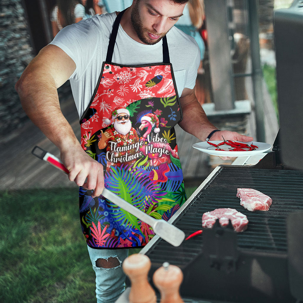 Christmas In July Flamingo Apron Magic Santa Claus Festive Tropical Hawaiian Beach Birds