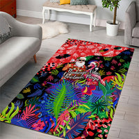 Christmas In July Flamingo Area Rug Magic Santa Claus Festive Tropical Hawaiian Beach Birds