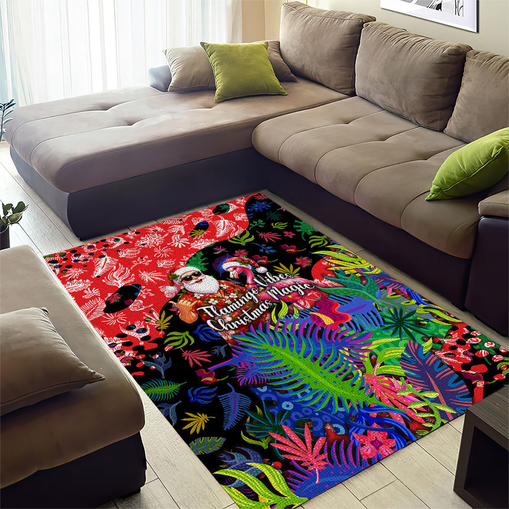 Christmas In July Flamingo Area Rug Magic Santa Claus Festive Tropical Hawaiian Beach Birds