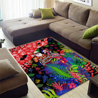 Christmas In July Flamingo Area Rug Magic Santa Claus Festive Tropical Hawaiian Beach Birds