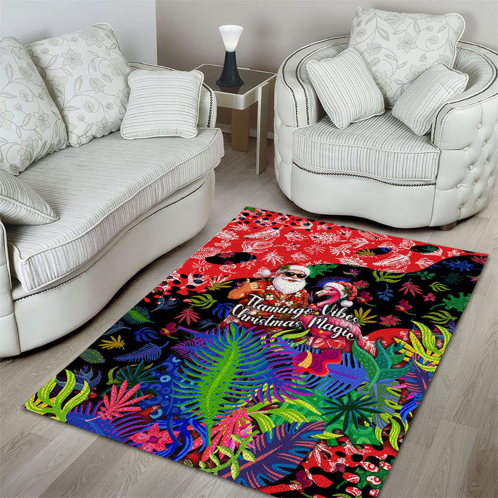 Christmas In July Flamingo Area Rug Magic Santa Claus Festive Tropical Hawaiian Beach Birds