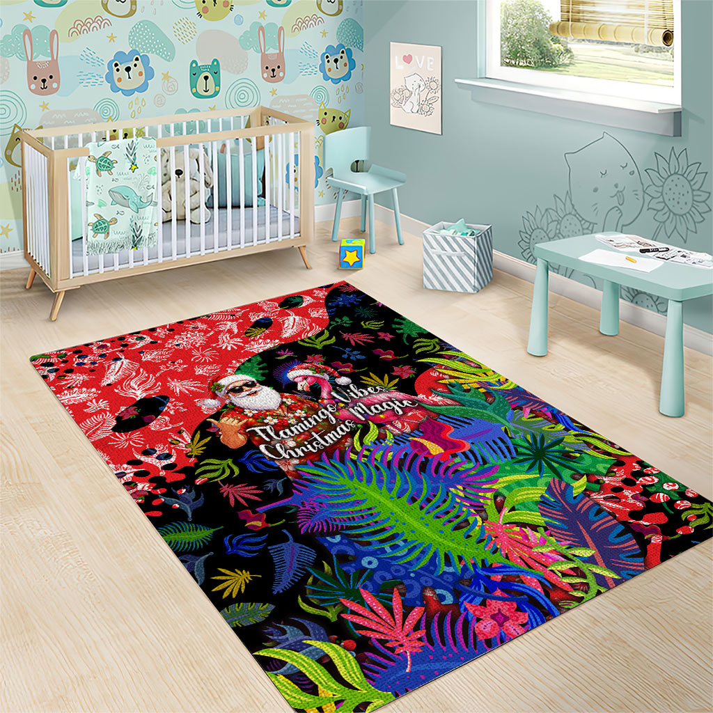 Christmas In July Flamingo Area Rug Magic Santa Claus Festive Tropical Hawaiian Beach Birds