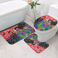 Christmas In July Flamingo Bathroom Set Magic Santa Claus Festive Tropical Hawaiian Beach Birds
