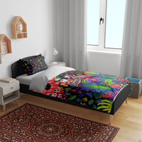 Christmas In July Flamingo Bedding Set Magic Santa Claus Festive Tropical Hawaiian Beach Birds
